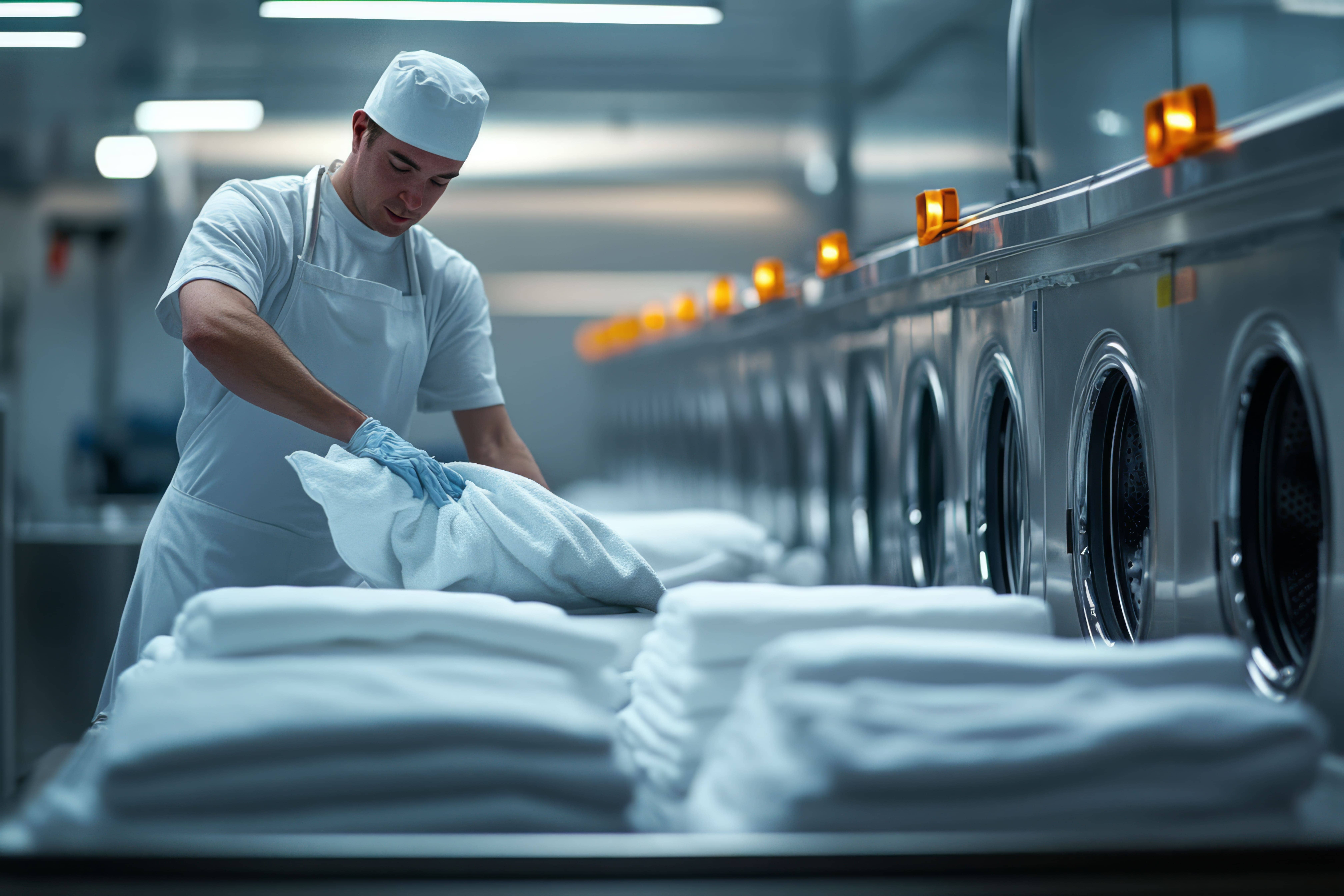 commercial laundry facility processing bulk linens